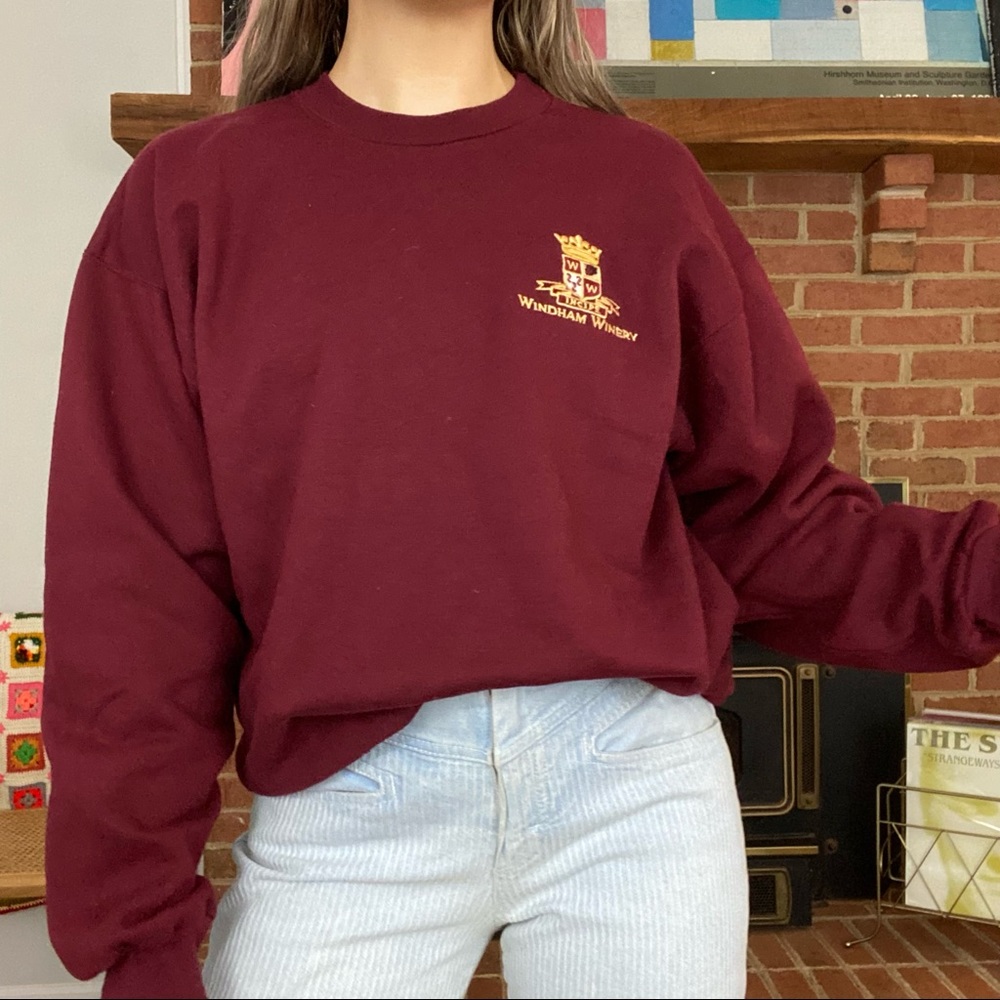 Vintage 90s Oversized Windham Winery Crest Embroidered Crewneck Prep Aca… - Picture 2 of 12